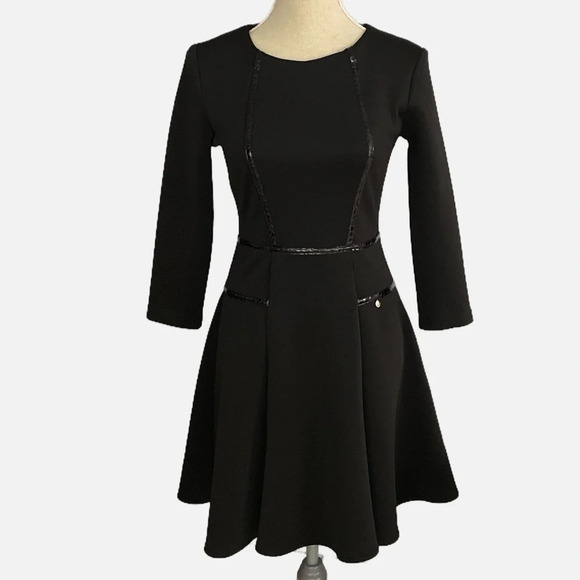 Rinascimento Midi Dress Fit and Flare Black Small Made in Italy Long Sleeve - Picture 10 of 10